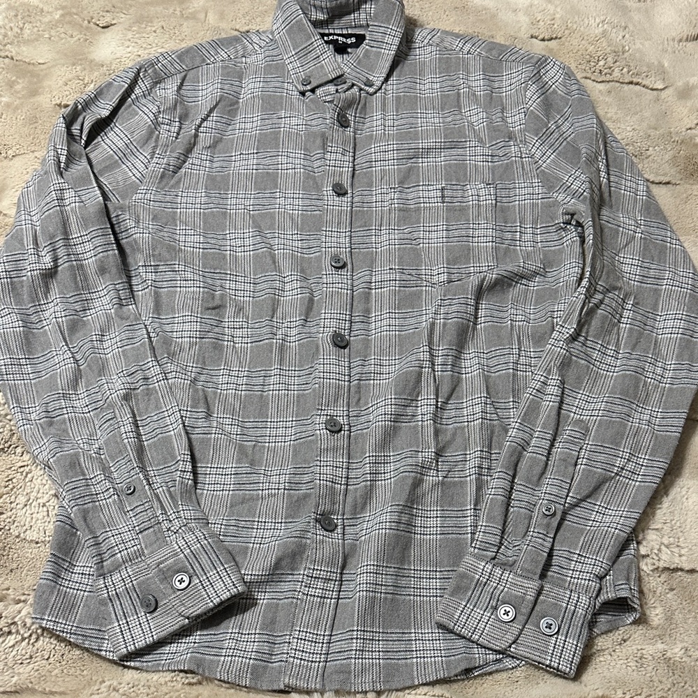 Express Gray Checkered Men's Shirt
